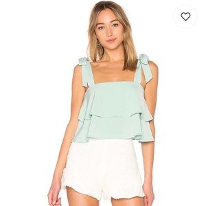 Helene Tie Strap Superdown Top in Mint